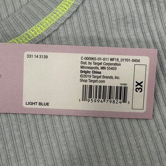 Wild Fable Women's Size 3X Long Sleeve Slim Fit Baby Ribbed Tee Shirt Blue New - Picture 4 of 13